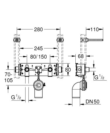 Монтажная планка для раковины GROHE Rapid Pro (39030000)