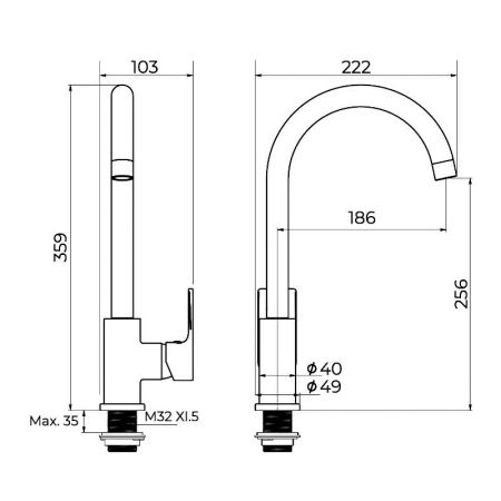 Смеситель для кухни Knotlor KN-31, хром, артикул KN-31