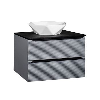 Тумба RUNO Орлеан 70 серый/чёрный подвесная под накладной умывальник (00-00002021)