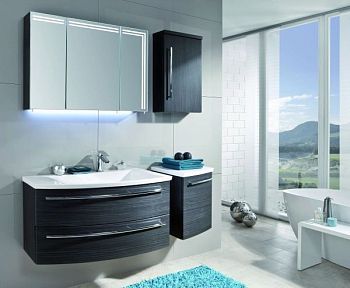 Комплект мебели Puris Crescendo с раковиной из минерального литья, 900 мм левый, цвет дуб трюфель