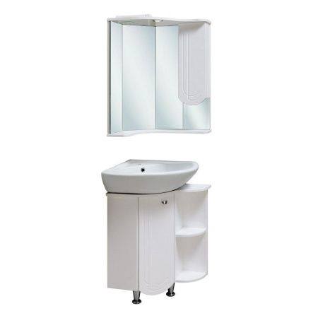 Зеркало со шкафом Runo Бис 55 R 4620750023331 угловое Белое