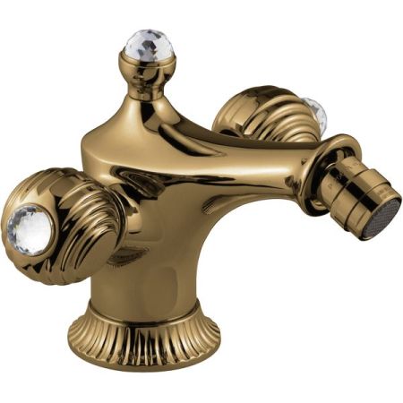 Смеситель The One для биде. Металлические ручки + прозрачные кристаллы Swarovski, цвет бронза, артикул 98004SWBR