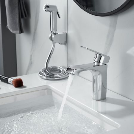 Смеситель для раковины с гигиеническим душем Raffine F171, хром, артикул F171