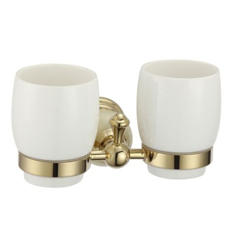 Стакан для ванной комнаты двойной Savol S-005768B, золото, артикул S-005768B