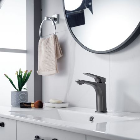 Смеситель для раковины Shevanik S4201T, оружейная сталь