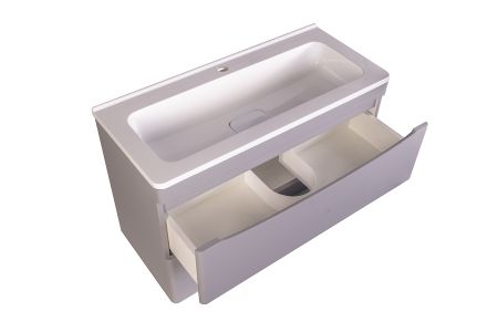 Тумба подвесная "Бергамо мини 90" (2 ящ.) Люкс антискрейтч серый, PLUS, артикул СС-00002365