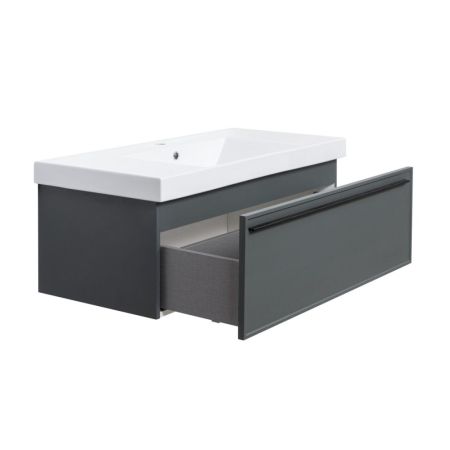 Тумба под раковину подвесная La Fenice Elba FNC-01-ELB-G-100, серо-зеленая, артикул FNC-01-ELB-G-100