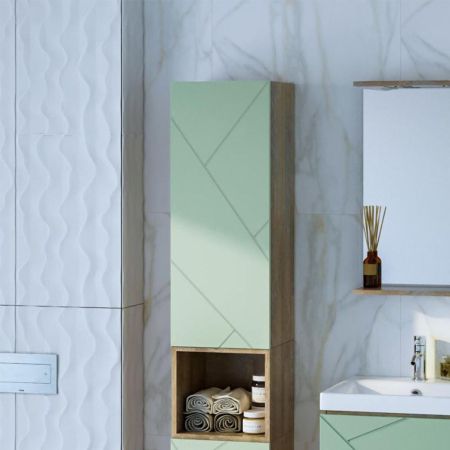 Шкаф навесной Бриклаер КРИСТАЛЛ 35х90 см, фисташковый, артикул 4627125416972