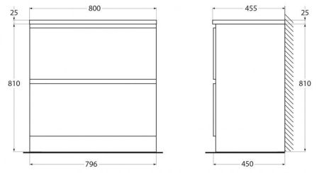 ALBANO База под раковину напольная с двумя выкатными ящиками, Rovere Rustico, 800x450x810, ALBANO-800-2C-PIA-RR, артикул ALBANO-800-2C-PIA-RR