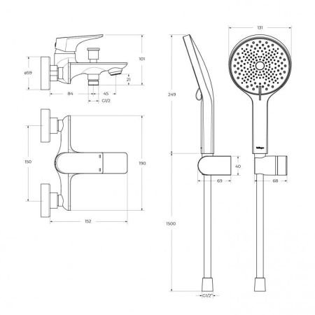 MARINO Комплект смесителей для ванной - смеситель для ванны и смеситель для раковины, артикул MARINO-VASM/LVM-CRM
