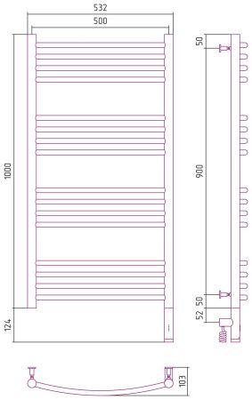Полотенцесушитель электрический "БОГЕМА 3.0" 1000х500 / МЭМ правый (Матовая шампань)