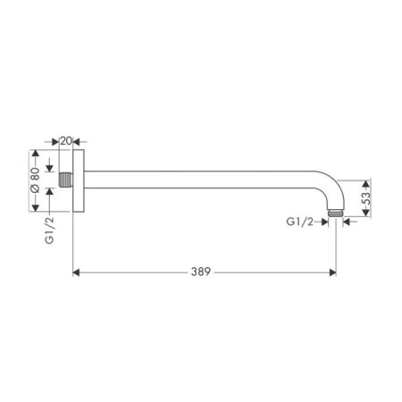 Держатель верхнего душа, Hansgrohe, вид-настенный, вынос, мм-389, крепёж-есть, цвет-шлифованная бронза, артикул 27413140