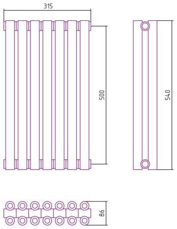 Отопительный радиатор ЭСТЕТ-00 н/ж 500х315 / 7 сек (САТИН), артикул 071-0332-5007