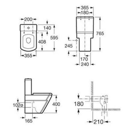 Унитаз напольный ROCA HALL 342629000 унив. вып. 59,5*35,5 (белый), шт, артикул 342629000