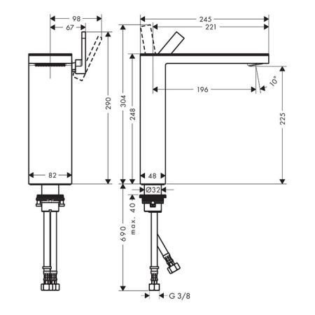 AX MyEdition Смеситель для раковины 70 без панели, цвет шлифованное золото, артикул 47022250