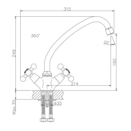 Смеситель для кухни Haiba HB4519, хром, артикул HB4519