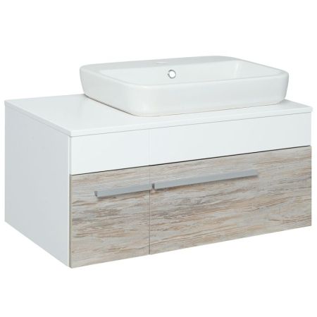 Тумба под раковину Runo Вудлайн 85 4620750028916 подвесная Белый дуб скандинавский