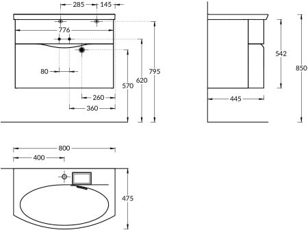 Тумба RIVA 80 см, белая матовая, артикул RV.80\WHT.M