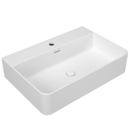 Раковина накладная Vinkel белая прямоугольная с полочкой под смеситель 605*415*135 (без ДК), артикул OWLB191034