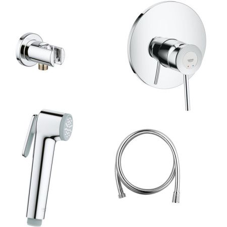 Готовый комплект для гигиенического душа GROHE BauClassic, встраиваемый смеситель, гигиенический душ со шлангом и держателем, хром (124901) Готовый комплект для гигиенического душа GROHE BauClassic, встраиваемый смеситель, гигиенический душ со шлангом и держателем, хром (124901)