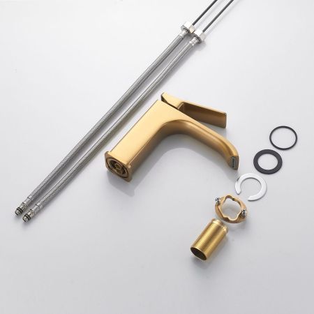 Смеситель для раковины Shevanik S4001G, золотой сатин