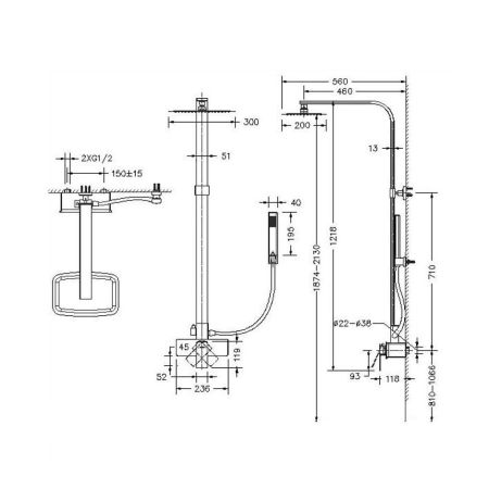 Душевая система Bravat Phillis F956101C-A-ENG, хром, артикул F956101C-A-ENG