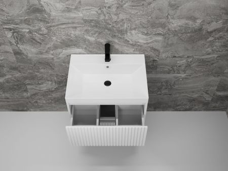 Тумба подвесная "Стокгольм 60", Classic 60, (2 ящ.) белый рифленый софт, PUSH, артикул ЛС-00002307