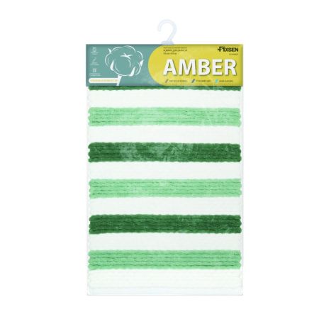 Коврик для ванной комнаты FIXSEN AMBER FX-8040Y, зеленый/белый, артикул FX-8040Y