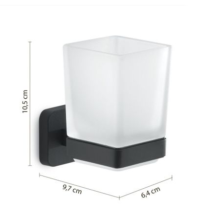 Gedy Tonga, настенный стеклянный стакан, цвет черный матовый, артикул TO10(14)