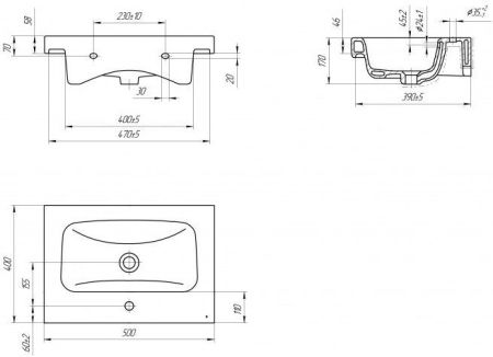 Раковина Cersanit Moduo 50 S-UM-MOD50/1, артикул S-UM-MOD50/1