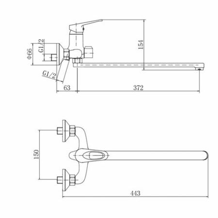Смеситель для ванны FASHUN A2213, хром
