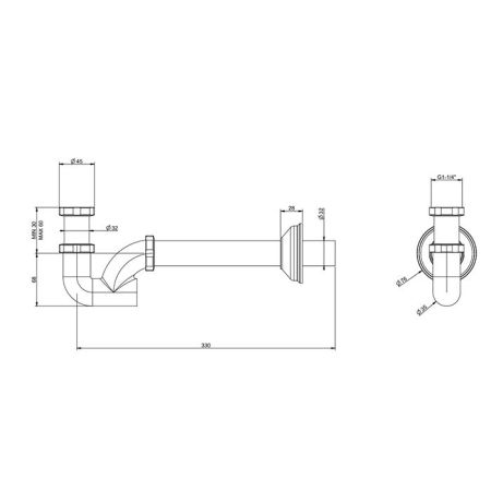 Gessi  Сифон на 1 1/4", цвет Black Metal PVD, артикул 01018#706