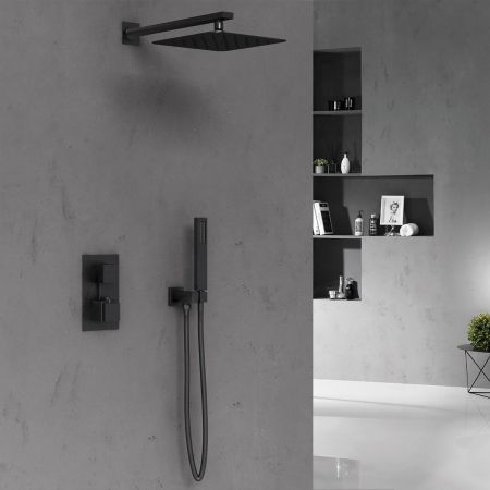 Душевой комплект VSFW-102TMB термостатический встраиваемый, двухрежимный, черный, артикул VSFW-102TMB