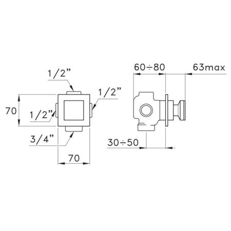 Stella Bamboo Quadro Встраиваемый переключатель для ванны/душа 0/150, цвет: хром, артикул BQ 01200 CR00