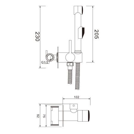 Гигиенический душ со смесителем WesnaArt EKO EKO05-410, хром, артикул EKO05-410