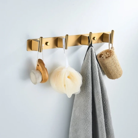 Планка с 4 крючками  Shevanik SG5741G, золотой сатин