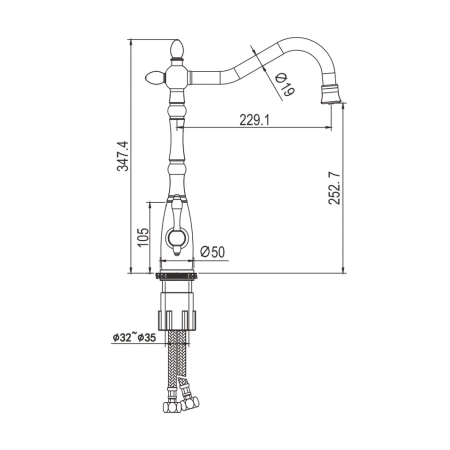 Смеситель для кухни Rose R158Q, бронза
