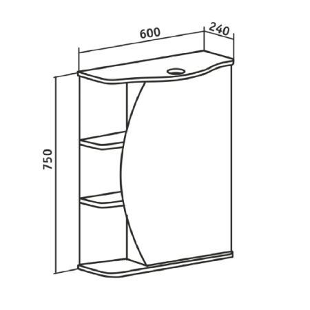 Зеркальный шкаф Runo правый Линда 60 (00000001082), артикул 00000001082