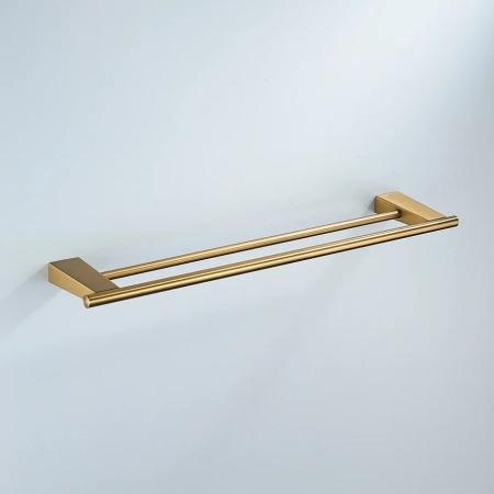 Полотенцедержатель двойной Shevanik SG5727G, золотой сатин, артикул SG5727G