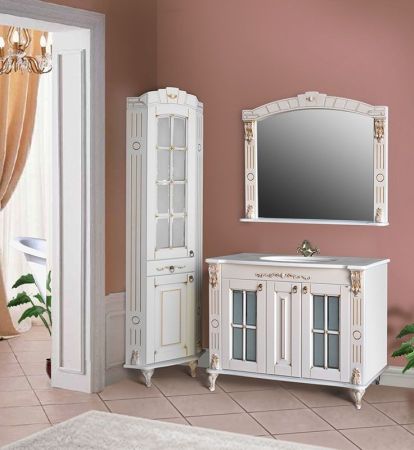 Тумба с раковиной Атолл Александрия 100 black (чёрный патина серебро)