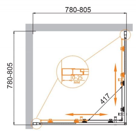 Душевой уголок CEZARES MOLVENO-A-2, артикул MOLVENO-A-2-90-P-Cr