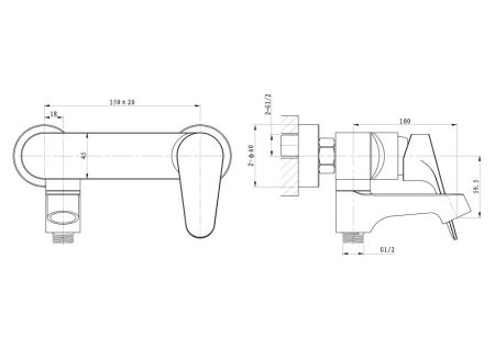 Смеситель для ванны WONZON & WOGHAND BALANCE, Хром (WW-053101-CR), артикул WW-053101-CR