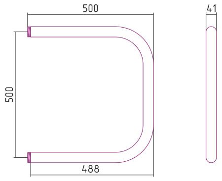 Полотенцесушитель водяной П-образный 500х500 нар. р. 1 1/4" (Без покрытия)
