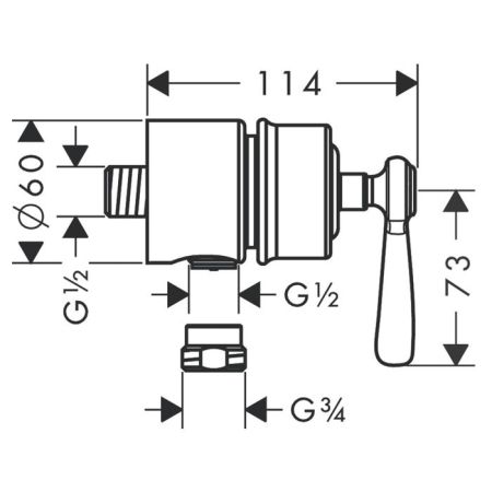 AX Montreux Вывод воды для ручного душа с клапаном и вентилем, ½’, цвет: шлифованный никель, артикул 16883820