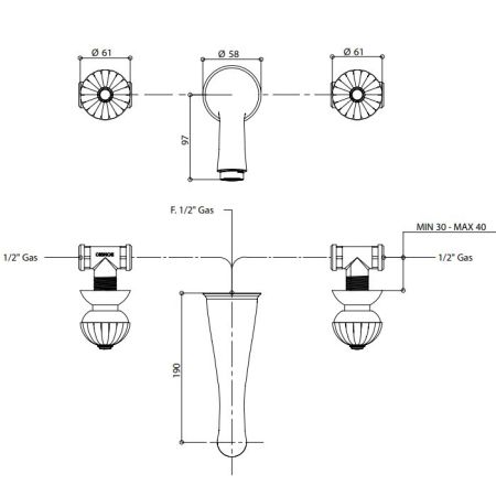Bongio Radiant Смеситель для раковины, цвет хром, артикул 02538CR00