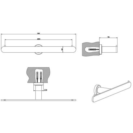 Gessi Emporio accessories Настенный двойной держатель для туалетной бумаги, цвет: Black XL, артикул 38915#299