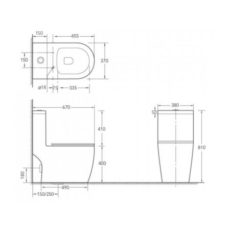 Унитаз напольный Maretti Elena безободковый с микролифтом, EA10MNBM18-844, белый, артикул EA10MNBM18-844