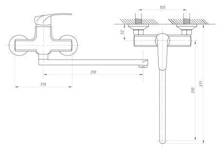 Смеситель для ванны с душем ПРОФСАН ПЛЮС (PSM-777-037), артикул PSM-777-037
