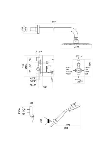 Душевая система Fiore KEVON BLACK MATT 81NN7557, черный, артикул 81NN7557