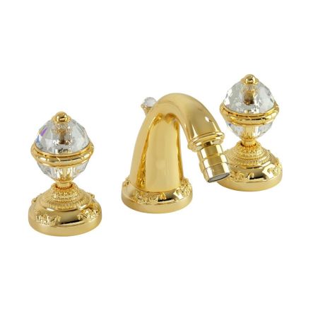 CRISTALIA Смеситель для биде, на 3 отв., ручки CRYSTAL, золото, артикул 27180